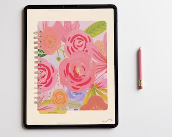 Cuaderno digital floral: una materia, páginas ilimitadas (PDF)