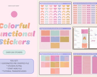 Colorful Digital Planner Stickers | Goodnotes, Daily (PNG)