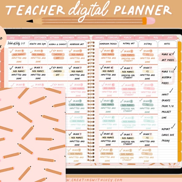 Undated Teacher Digital Planner | Teacher Planner | January + July Start Teacher Digital Planner |Goodnotes 5