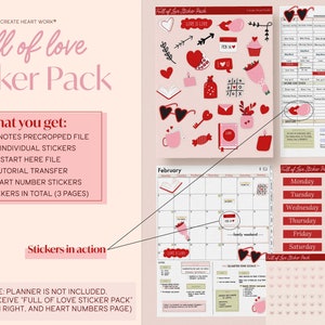 Valentine Stickers for Digital Planning|Digital Planner Valentine Stickers|Digital Planner Love Stickers|GoodNotes5 Stickers|Valentine&#39;s Day
