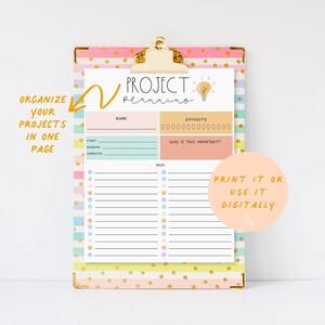 Project Planning Page | Project Planner Insert | Project Planning Printable | Project Digital Planner Insert |