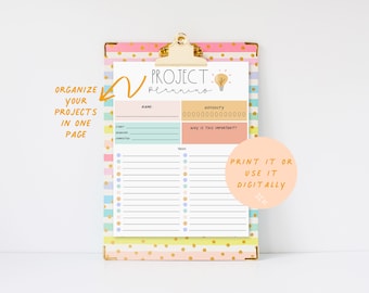 Project Planning Insert | Printable Project Planner (Digital Download)