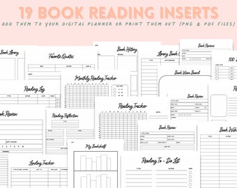 Book Reading Inserts for Digital Planning| Goodnotes 5| Book Planning Inserts| Reading Tracker for Digital Planning| Book Reading Printables