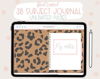 Leopard Print Digital Journal | 38-Subject, Hyperlinked (For Goodnotes)