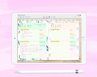 Recipe Template inserts for Digital Planning