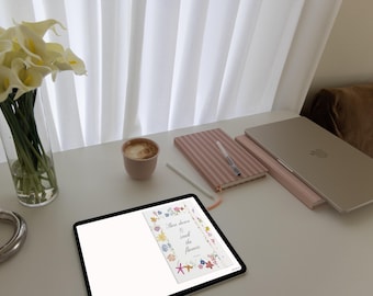 Agenda digital sin fecha / Retrato floral, diseño de corazón (iPad, horizontal)