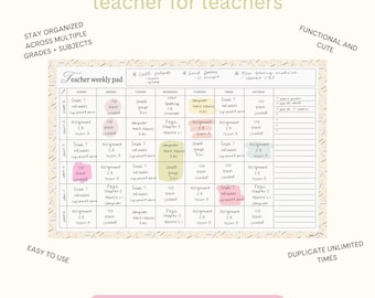 Planificador semanal digital minimalista para profesores / Plan de clase en Goodnotes (Descarga digital)