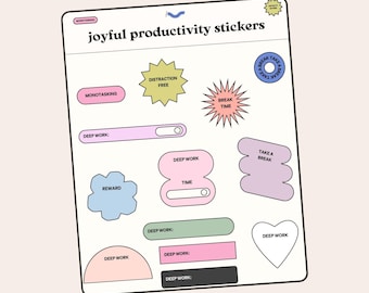 Pegatinas de productividad / Pegatinas divertidas para planificadores para Goodnotes (Digital)