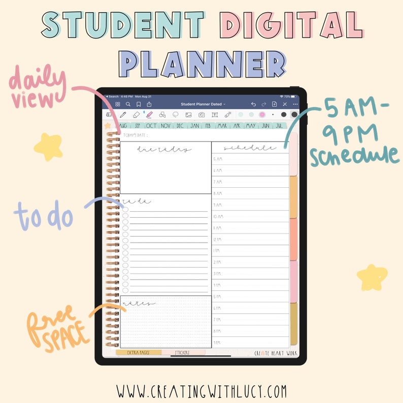 Student Planner College School GoodNotes Digital Student Etsy