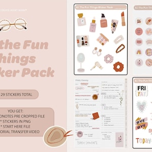 All the Fun Things Sticker Pack | Feminine Stickers | GoodNotes5 Stickers | Digital Feminine Stickers | Precropped Stickers | Daily Stickers