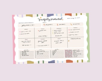 Bloc de notas semanal con diseño de frutas / Descarga digital minimalista