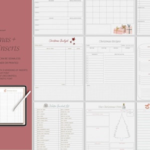 May include: Printable Christmas and Winter planner inserts with a variety of lists and trackers, including a Christmas budget, recipes, meals, gift list, and a winter bucket list. The inserts are designed to be added to any planner or printed.