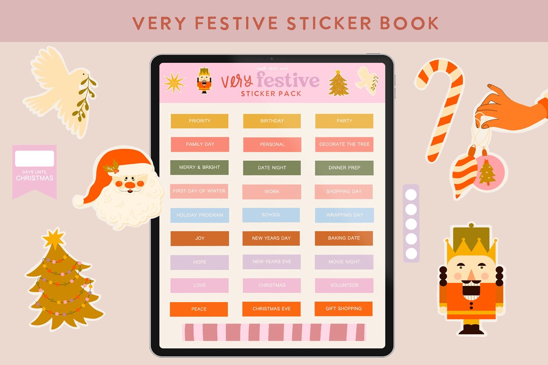 Festive Christmas Stickers | Digital Planner Goodnotes Stickers (250 ...