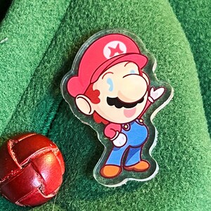 Mario character acrylic smush pin