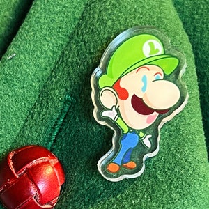 Luigi character acrylic smush pin