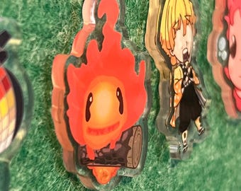 Calcifer smush acrylic pin