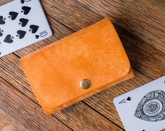 Playing Card Case, Personalised Leather Card Holder, Poker Deck Box Gift
