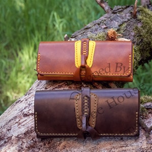 Personalized Leather Tobacco Pouch: Handmade Full Grain Leather Case