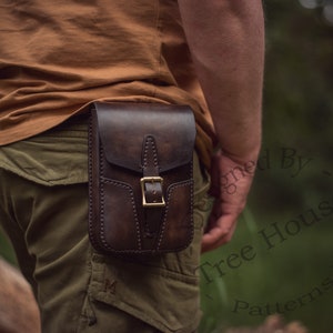 Handmade leather military belt bag, leather waist bag, leather festival bag, leather travel bag, leather hip bag