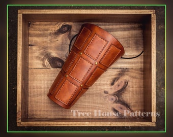 Protector de brazo de cuero hecho a mano en estilo medieval, protector de tiro con arco de cuero, armadura de brazo estilo vikingo