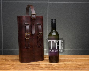 Leather Wine Carrier for 2 Bottles, Personalized Wine Tote Gift, Wine Lover Gift