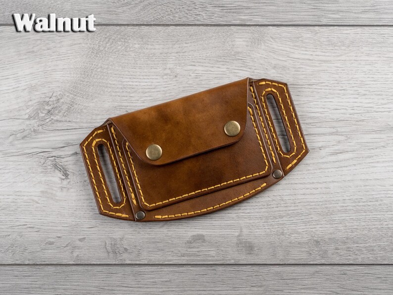 Cartera de cuero personalizada para cinturón, billetera pequeña de cuero, tarjetero para cinturón, billetera de viaje de cuero, estuche de cuero para cinturón, billetera de cuero para la cintura Walnut