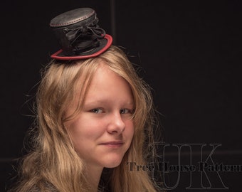 Handmade leather mini corset hat, Halloween hat, corset leather hat