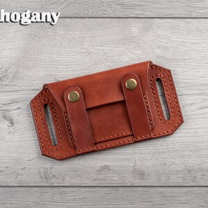 Cartera de cinturón de cuero hecha a mano, billetera pequeña de cuero con bolsillo para monedas, billetera de viaje de cuero, tarjetero de cuero, billetera de cintura, bolsa de cinturón Mahogany