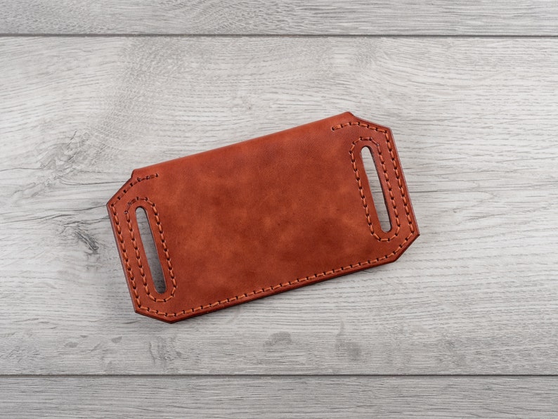 Cartera de cinturón de cuero hecha a mano, billetera pequeña de cuero con bolsillo para monedas, billetera de viaje de cuero, tarjetero de cuero, billetera de cintura, bolsa de cinturón imagen 4