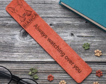 Custom Pet Engraved Bookmark • Italian Badalassi Pueblo Leather • Gift for Dog Lover