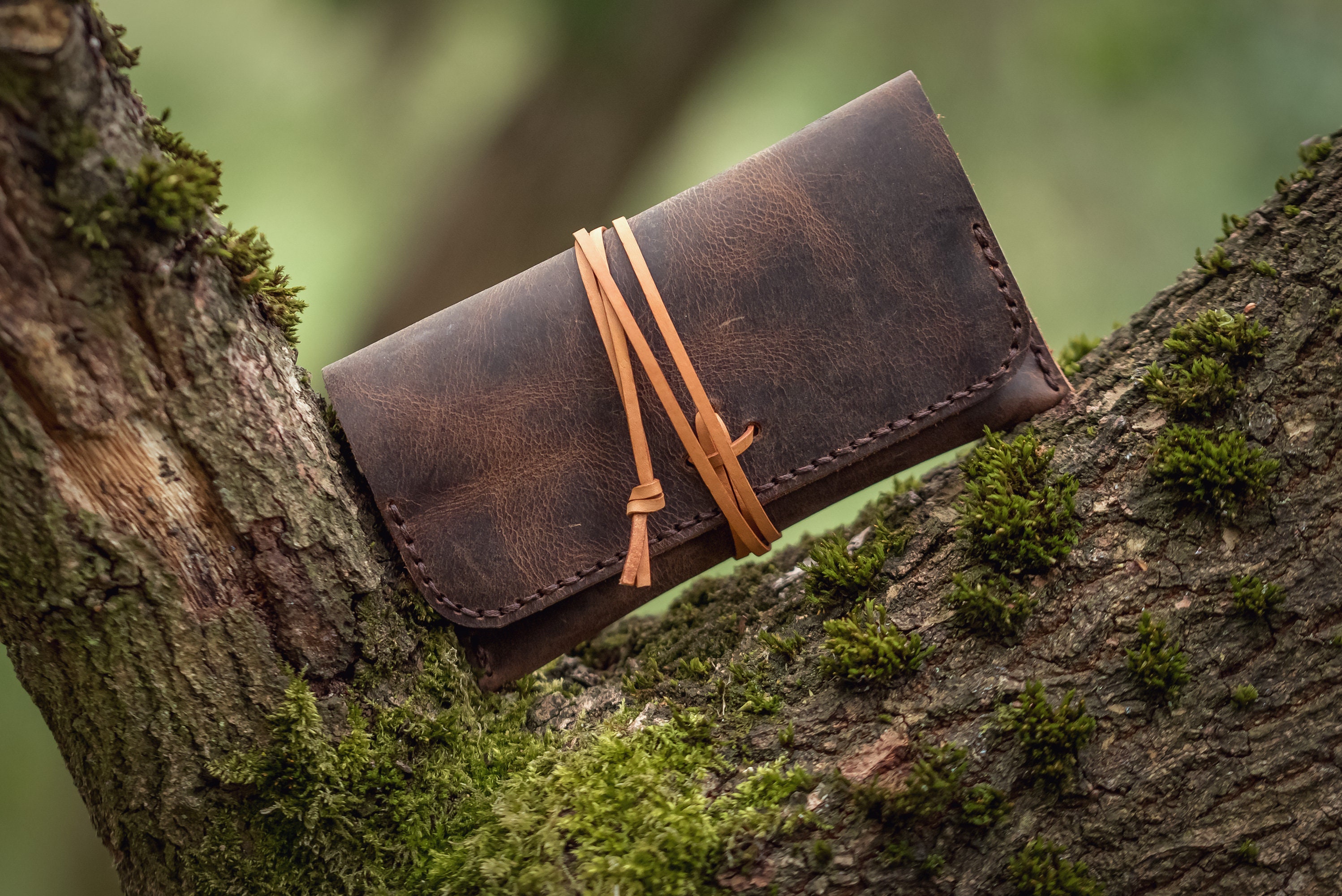 Handmade Leather Tobacco Pouch - Brown