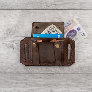 Cartera de cinturón de cuero hecha a mano, billetera pequeña de cuero con bolsillo para monedas, billetera de viaje de cuero, tarjetero de cuero, billetera de cintura, bolsa de cinturón imagen 7