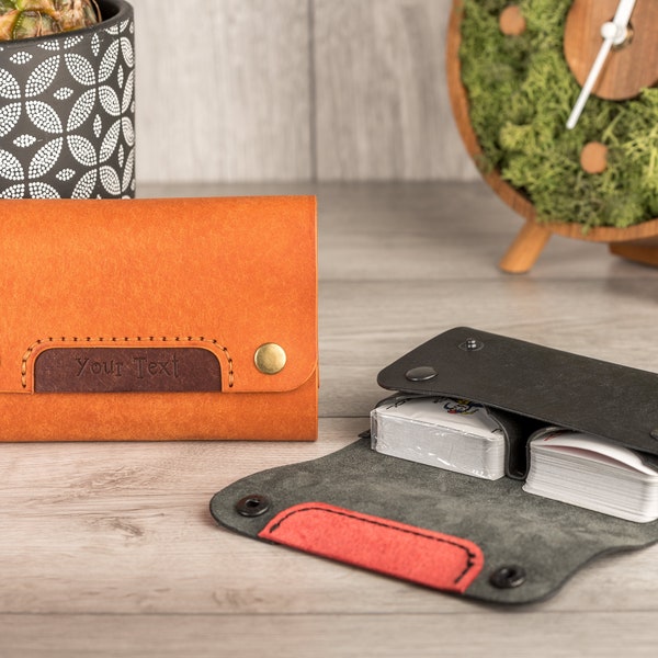 Leather Double Deck Card Holder Etsy