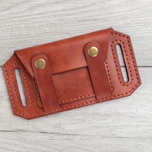 Cartera de cinturón de cuero hecha a mano, billetera pequeña de cuero con bolsillo para monedas, billetera de viaje de cuero, tarjetero de cuero, billetera de cintura, bolsa de cinturón imagen 1