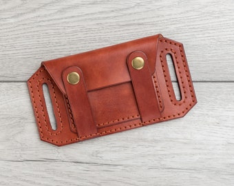 Handmade leather belt wallet, leather small wallet with coin pocket, leather travel wallet, leather card holder, waist wallet, belt pouch