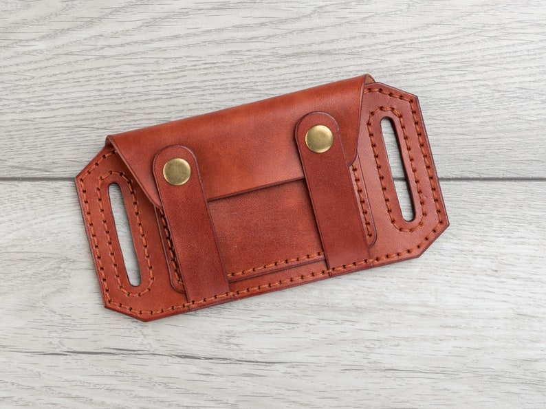 Cartera de cinturón de cuero hecha a mano, billetera pequeña de cuero con bolsillo para monedas, billetera de viaje de cuero, tarjetero de cuero, billetera de cintura, bolsa de cinturón imagen 1