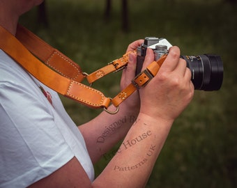 Handmade leather camera strap,  DSLR/SLR leather camera strap, personalized camera strap