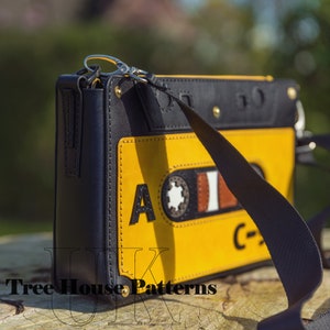 Handmade leather cassette tape crossbody bag, retro style leather shoulder bag image 4
