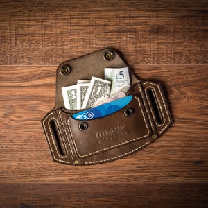 Cartera de cuero personalizada para cinturón, billetera pequeña de cuero, tarjetero para cinturón, billetera de viaje de cuero, estuche de cuero para cinturón, billetera de cuero para la cintura Chocolate