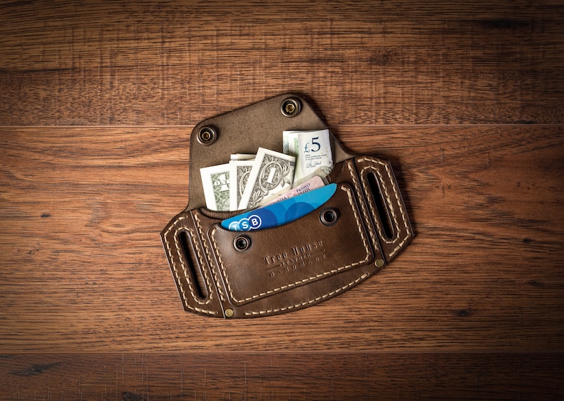 Cartera de cuero personalizada para cinturón, billetera pequeña de cuero, tarjetero para cinturón, billetera de viaje de cuero, estuche de cuero para cinturón, billetera de cuero para la cintura Chocolate