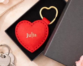 Valentines Keyring – Personalised Leather Heart Gift