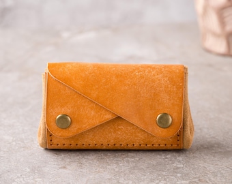 Leather Coin Purse, Personalised Small Wallet, Custom Leather Wallet for Women, Gift for Her