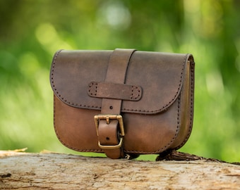 Leather Belt Bag, Handmade Full Grain Leather Waist Bag, Festival Travel Fanny Pack