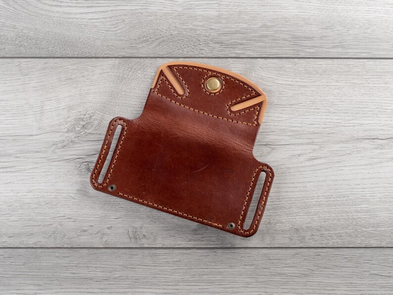 Cartera cinturón de cuero hecha a mano, billetera de viaje de cuero, billetera pequeña de cintura de cuero, tarjetero de cuero, billetera minimalista, imagen 5