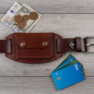 Cartera de cuero personalizada para cinturón, billetera pequeña de cuero, tarjetero para cinturón, billetera de viaje de cuero, estuche de cuero para cinturón, billetera de cuero para la cintura imagen 4