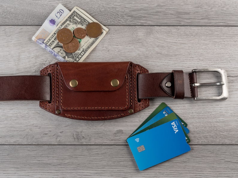 Cartera de cuero personalizada para cinturón, billetera pequeña de cuero, tarjetero para cinturón, billetera de viaje de cuero, estuche de cuero para cinturón, billetera de cuero para la cintura imagen 4