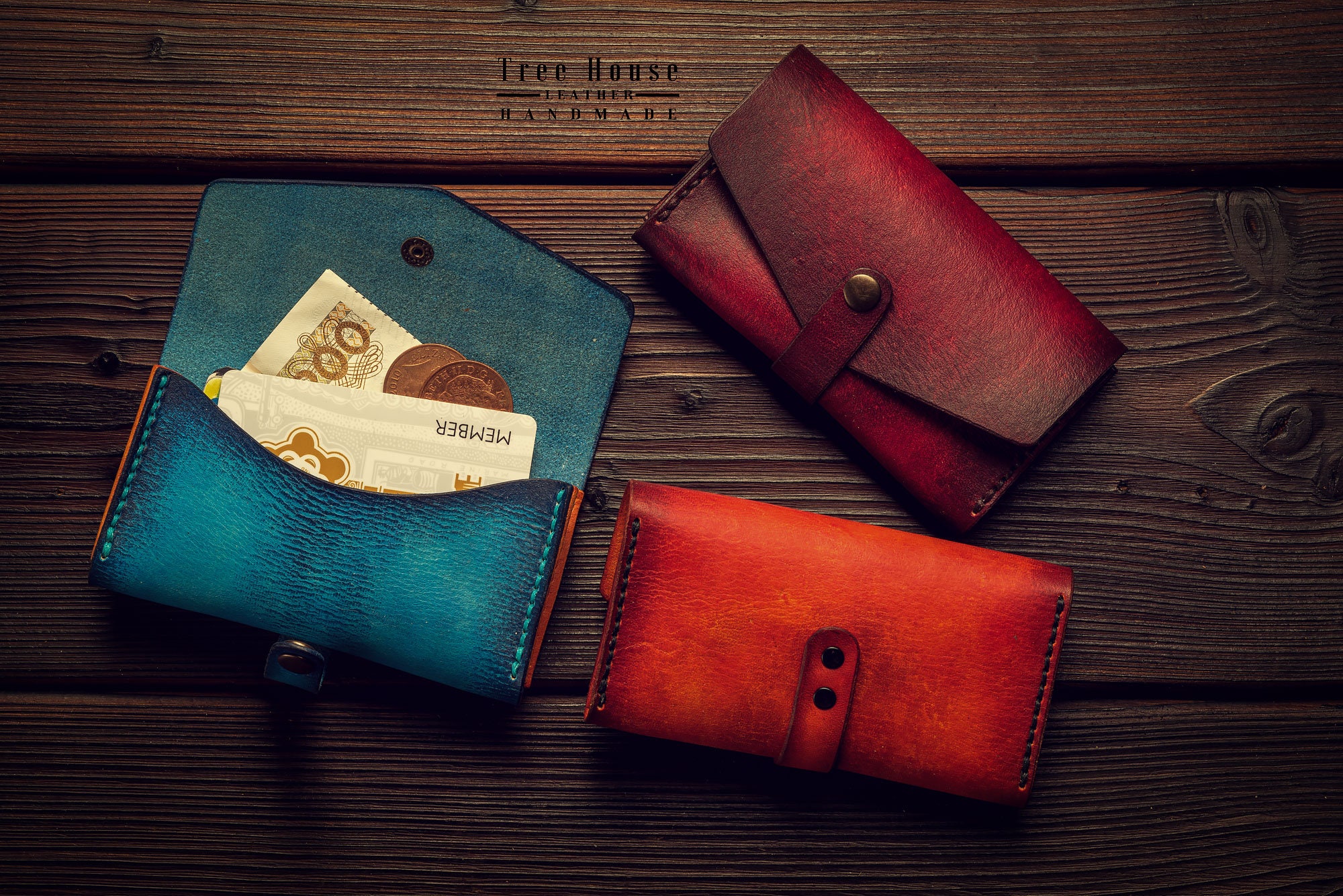 Small Handmade Leather Wallet Leather Card Holder Business Etsy UK