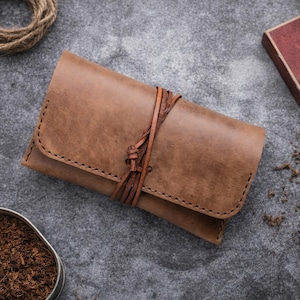 Personalised Leather Tobacco Pouch Pull Up Leather Case