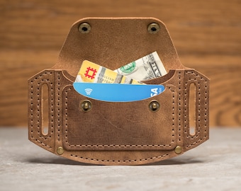 Cartera de cuero personalizada para cinturón, cartera de cuero extraíble, tarjetero de cuero, regalo personalizado