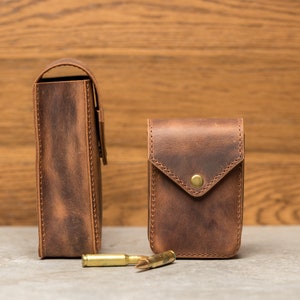 Handmade Pull Up Leather Belt Bag: Military Style Waist Pouch image 5